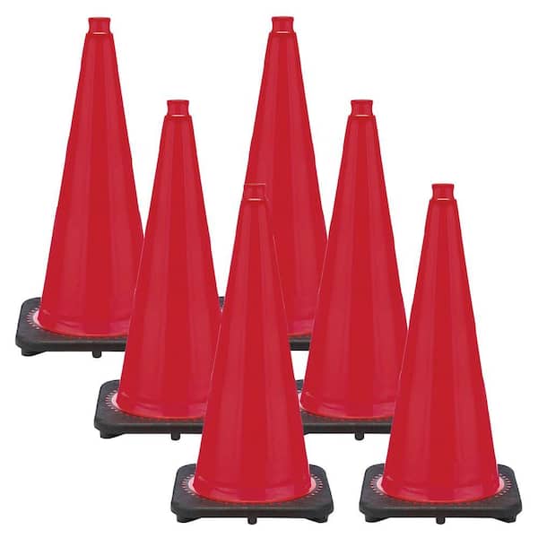 28 in. Red Traffic Cones (6-Pack)