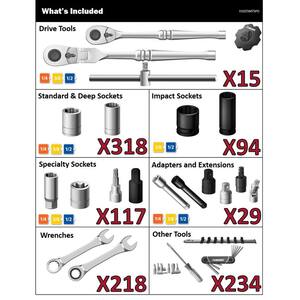 72 in. W x 24 in D Heavy Duty 18-Drawer Mobile Workbench with Mechanics Tool Set (1,025-Piece) in Stainless Steel