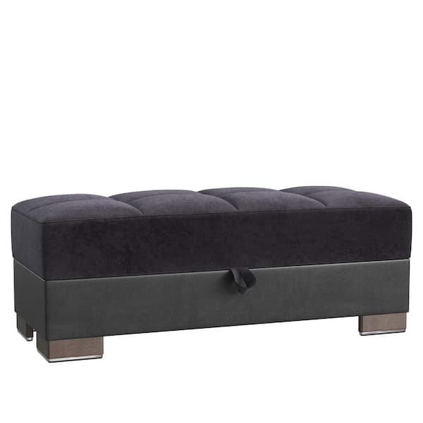 Ottomanson Basics Air Collection Black/Black Ottoman With Storage