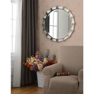 Medium Round Silver Hooks Contemporary Mirror (34 in. H x 34 in. W)