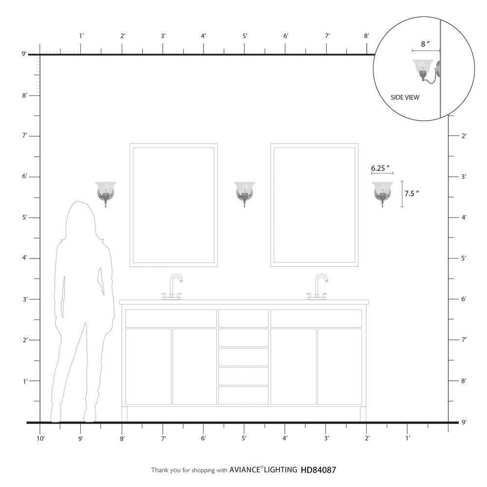Brushed Nickel Clear Glass 1-Light Vanity Sconce