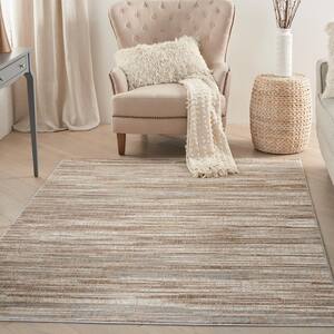 Elation Ivory Grey 6 ft. x 9 ft. Floral Medallion Contemporary Area Rug