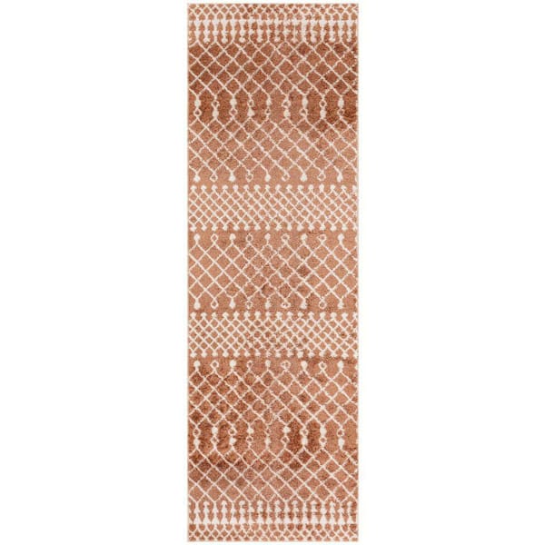 Nourison Astra Machine Washable Copper 2 ft. x 8 ft. Moroccan Transitional Runner Area Rug