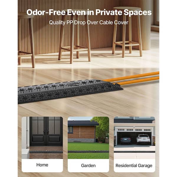 Heavy-Duty Drop Over Cable Cover, 17,500 lbs./Axle, Floor Cord & Hose Protector Ramp, High Traffic, Indoor/Outdoor, 1 Pc
