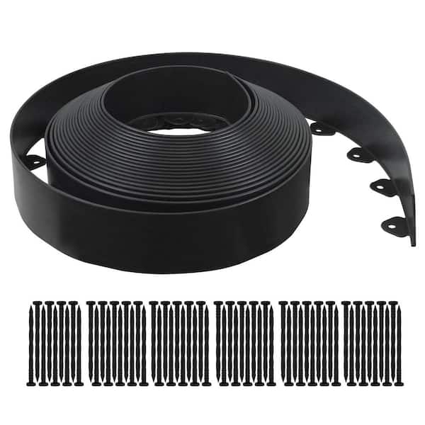 Gardzen 60 ft. x 3 in. Landscape Edging Kit, Black Polyethylene Edging 1 Roll with 60-Piece Spikes