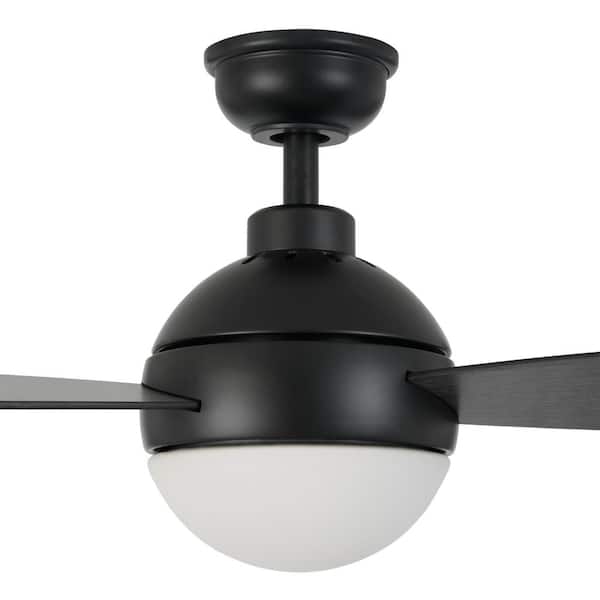 LED Matte Black Ceiling Fan w/Light & Remote C. Home Decorators Alisio 44 in 