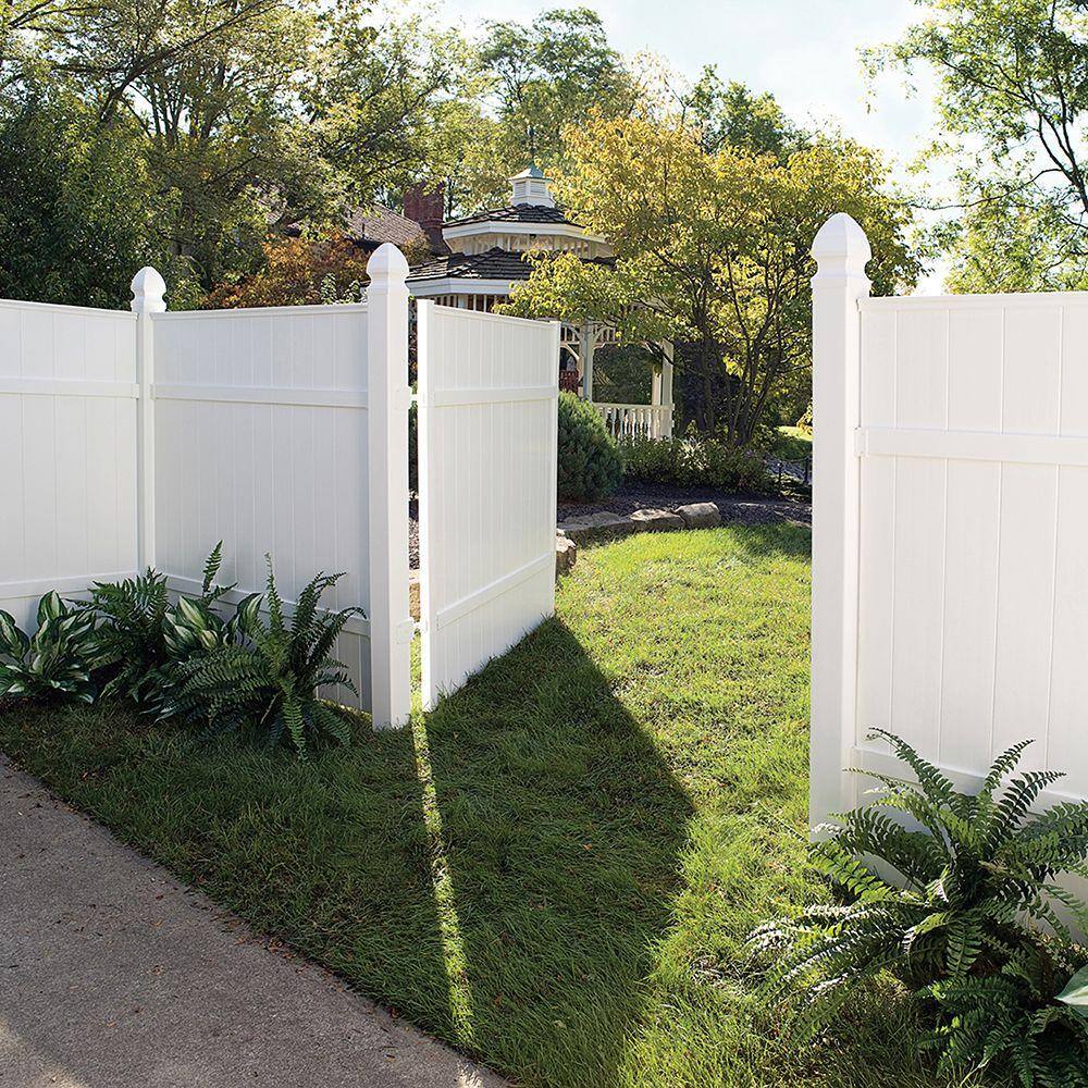 White Vinyl Fence Bracket Kit for Outdoor Panels (2-Pack)