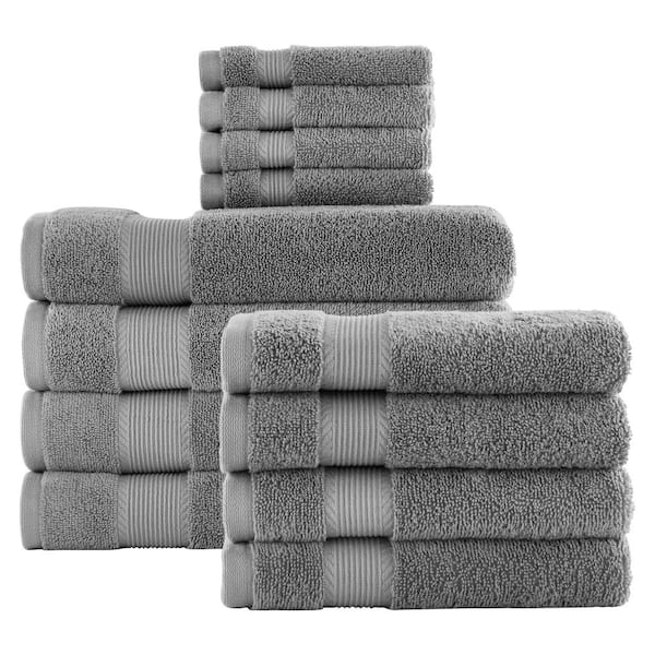 StyleWell HygroCotton Stone Gray 12-Piece Bath Towel Set