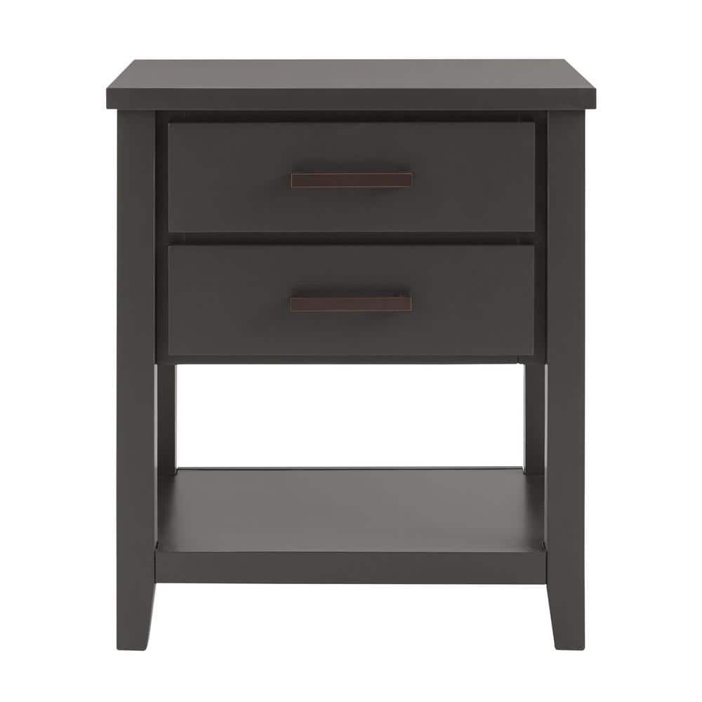 StyleWell Stafford Dark Charcoal 2Drawer Nightstand LE3457 Black The Home Depot