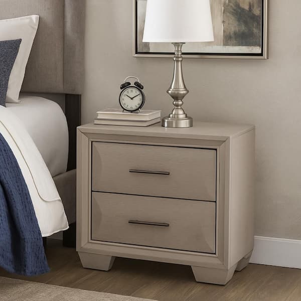Nitz White and Gold 2-Drawer 18 in. W Nightstand