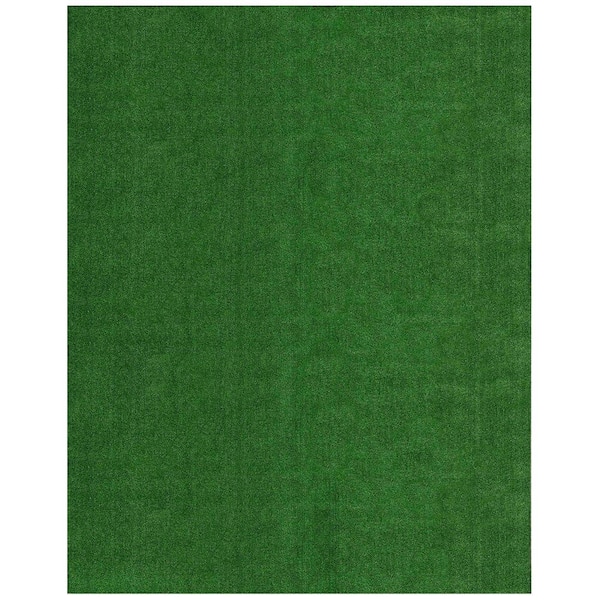Ottomanson Evergreen Collection Waterproof Solid Indoor/Outdoor (2'7 x 4') 3 ft. x 4 ft. Green Artificial Grass Area Rug