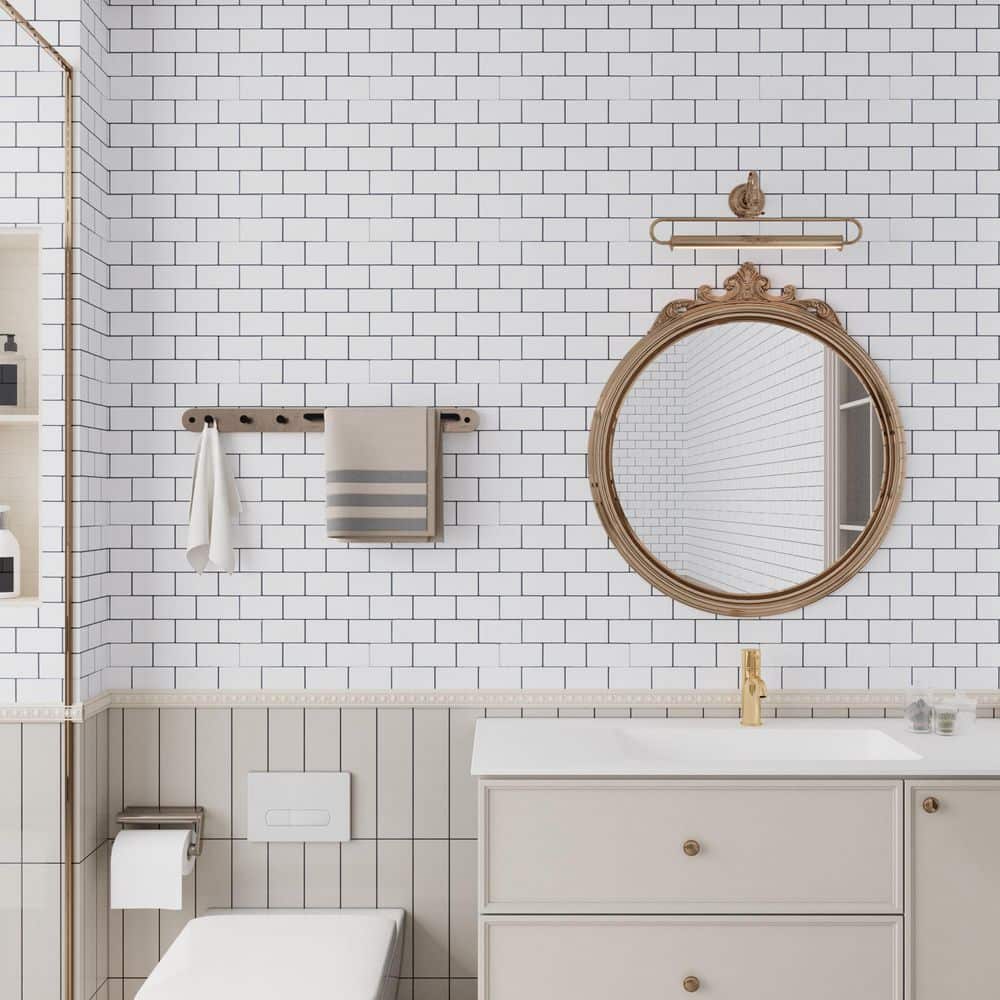 12" x 12" White Vinyl Peel and Stick Subway Tile