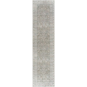 Darling Olive Traditional Washable 3 ft. x 10 ft. Indoor Area Rug