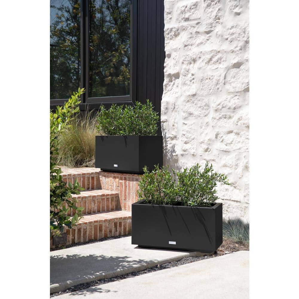 Modern Veradek Long Box Planter 25" Black Recycled Plastic