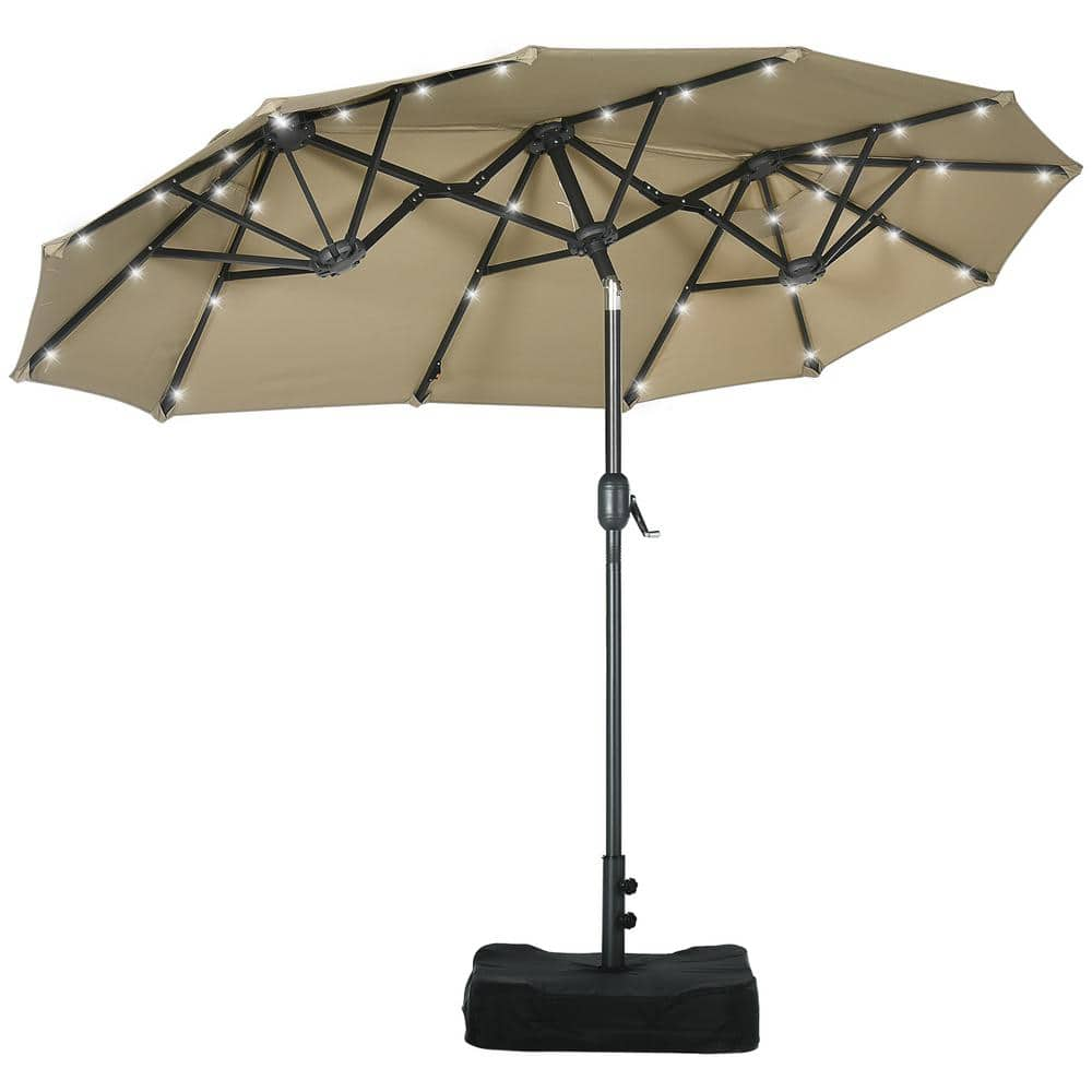 Outsunny 9.8 ft. Steel Push Up Patio Cantilever Umbrella in Coffee 84D ...