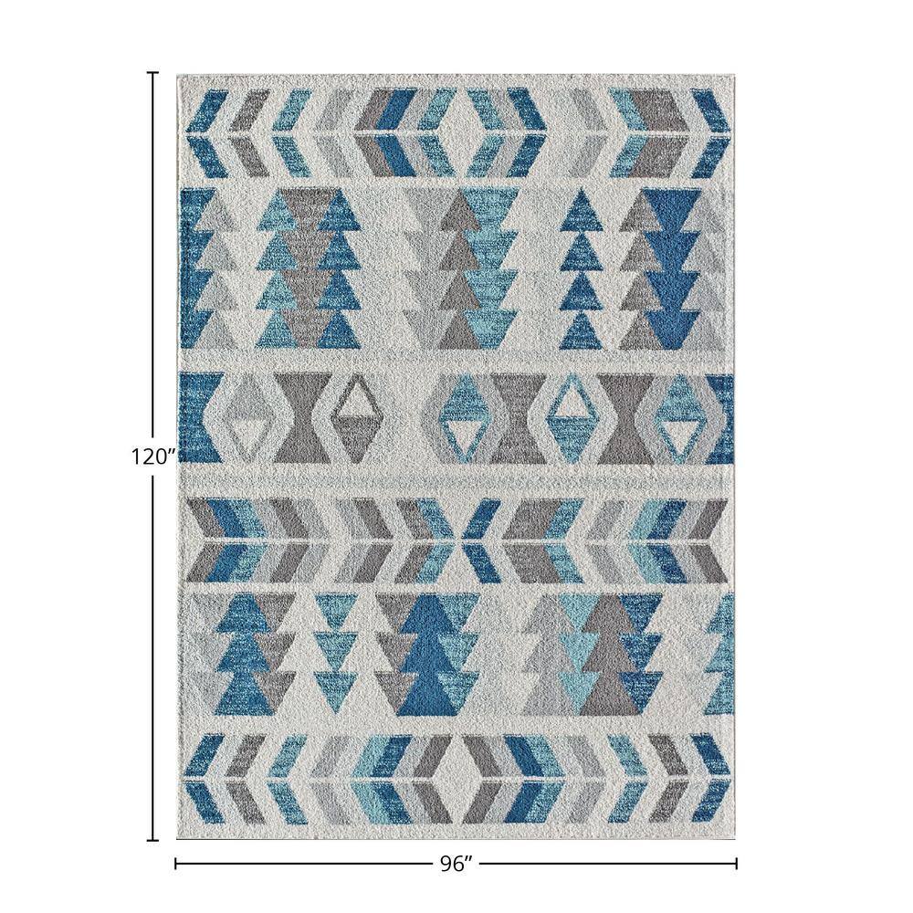 Mixed Berry and Blue Geometric Synthetic 8' x 10' Area Rug
