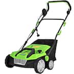 15 in. 13 Amp Corded Scarifier Electric Lawn Dethatcher w/50L Collection Bag Green