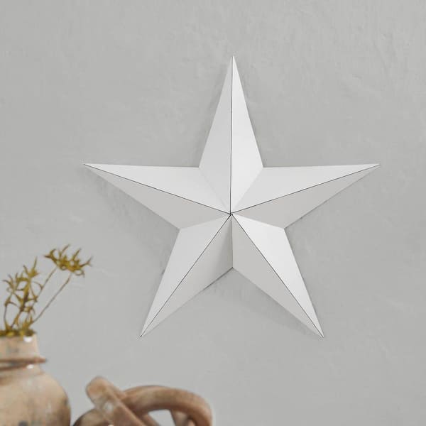 1-Piece 18 in. x 18 in. White Distressed Metal Star Wall Decor