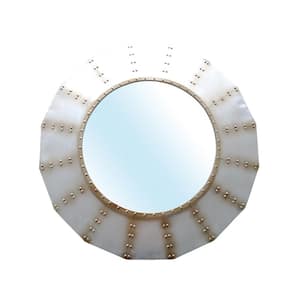 36 in. x 36 in. Bolt Modern Round Multi-Colored Silver Gold Metal Framed Accent Mirror