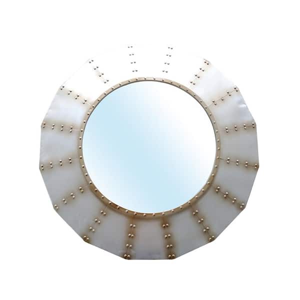 Peterson Artwares 36 in. x 36 in. Bolt Modern Round Multi-Colored Silver Gold Metal Framed Accent Mirror