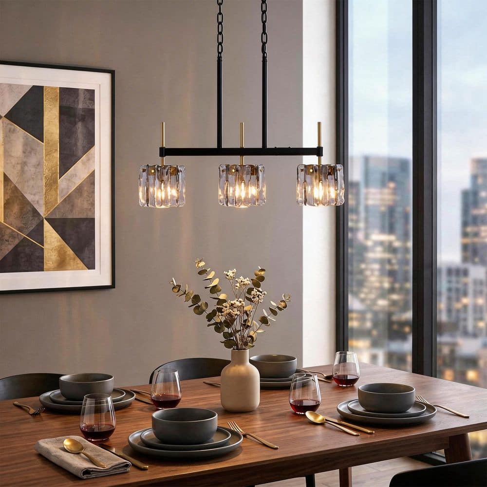 3 Light Gray Smoked Shaded Pendant Light，Linear Chandelier for Dining Table, Kitchen Island Light Fixtures price history on PriceWatchPro