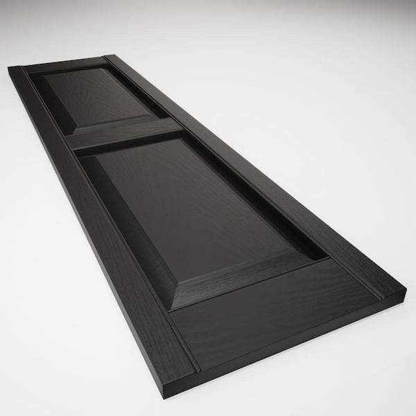 Builders Edge - 14.75 in. x 59 in. Raised Panel Vinyl Exterior Shutters Pair in Black