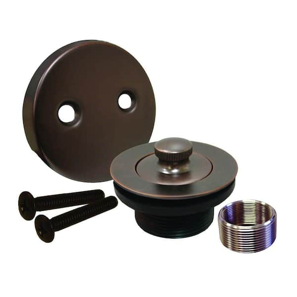 JONES STEPHENS Lift and Turn Bath Tub Drain Conversion Kit with 2-Hole Overflow Plate in Oil Rubbed Bronze