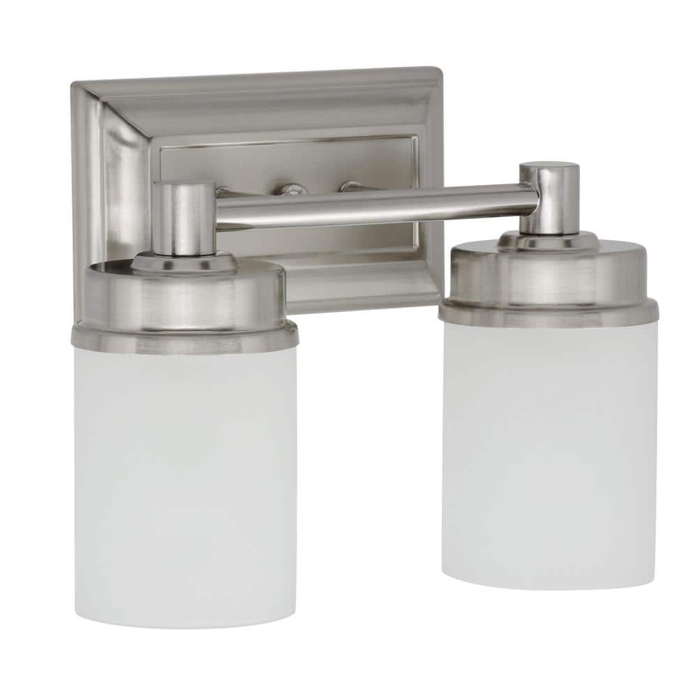 Cade 11.7" Brushed Nickel Vanity Light with Frosted Glass Shades