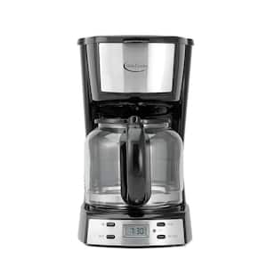 12-Cup Programmable Silver Drip Coffee Maker with Automatic Shutoff