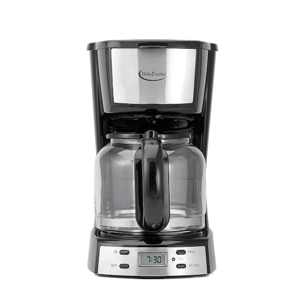 Betty Crocker 12-Cup Programmable Silver Drip Coffee Maker with Automatic Shutoff