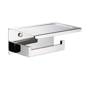 Screw Free Adhesive Installation Wall Mount Toilet Paper Holders with Shelf in Chrome