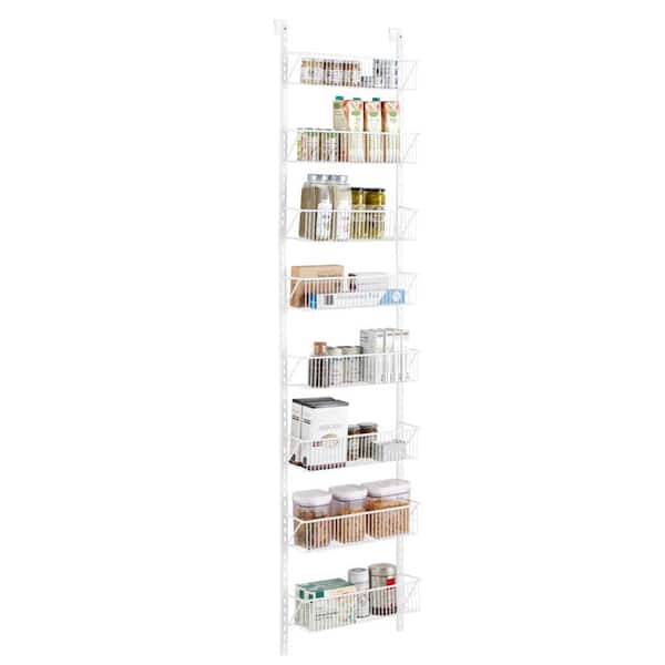 8 Tier Wall and Door Rack Adjustable Storage Kitchen Pantry Organizer Food white 