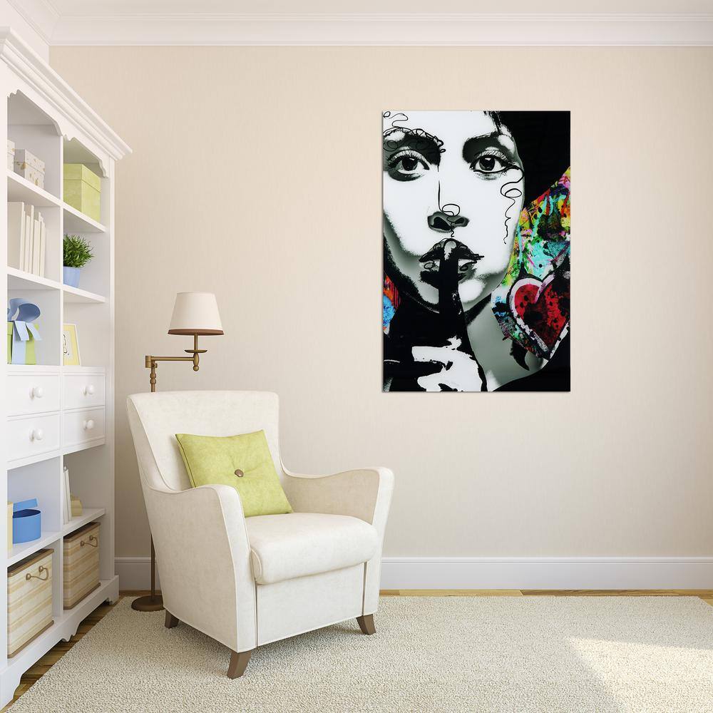 Secrets Abstract Multicolor Tempered Glass Wall Art, 48" x 32"
