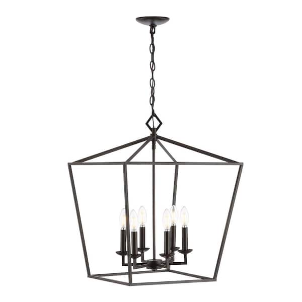 SAFAVIEH Velsa 4-Watt 6-Light Black Pendant Light with Metal Shade
