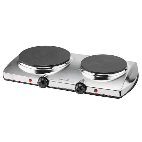 Brentwood Double Electric Hot Plate in Chrome