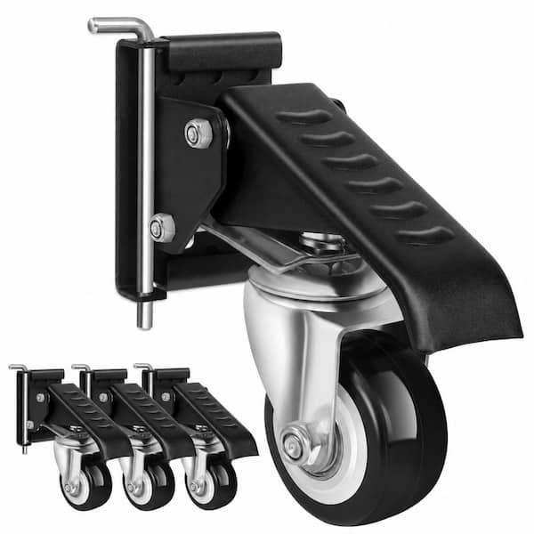 Set Workbench Casters Heavy Duty Polyurethane Swivel Wheels Quick Release Retractable Steel 900 lbs. Load
