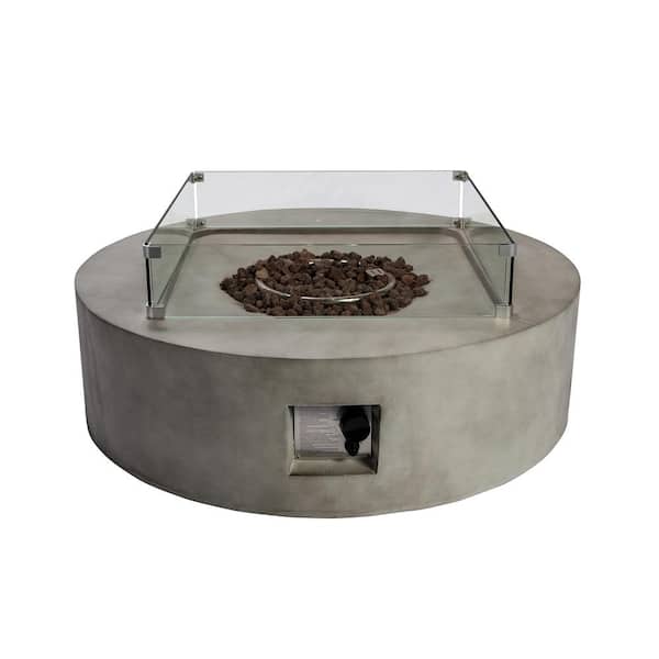 Teamson Home Outdoor 42 in. x 11.8 in. Round Concrete Propane Gas Fire Pit