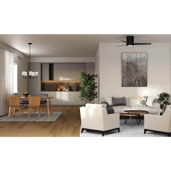 Progress Lighting Merry 5-Light Matte Black Etched Glass Transitional Chandelier Light
