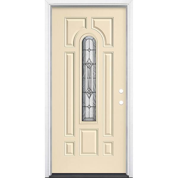Masonite 36 in. x 80 in. Providence Center Arch Golden Haystack Left Hand Inswing Painted Steel Prehung Front Door with Brickmold