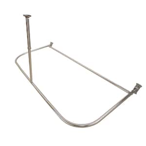 Rustproof 60 in. Large Size by 25 in. Aluminum D-Shape Shower Rod in Brushed Nickel