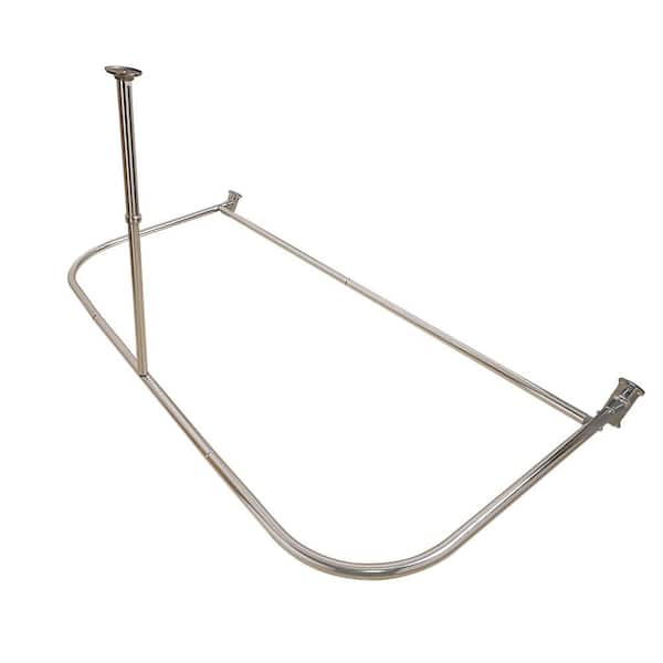 Utopia Alley Rustproof 60 in. Large Size by 25 in. Aluminum D-Shape Shower Rod in Brushed Nickel