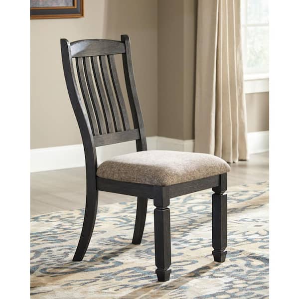 Tyler Creek Black/Gray Polyester with Cushion and Solid Wood Frame Side Chair Set of 2