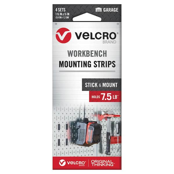 VELCRO 1-1/2 in. x 1/2 in. 6/24 Workbench Mounting Strips Black (4