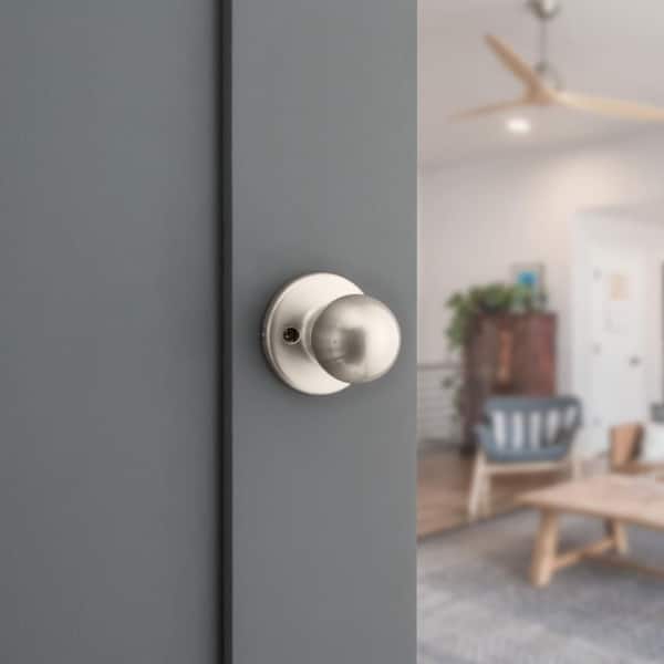 Polo Satin Nickel Half-Dummy Door Knob with Microban Antimicrobial Technology