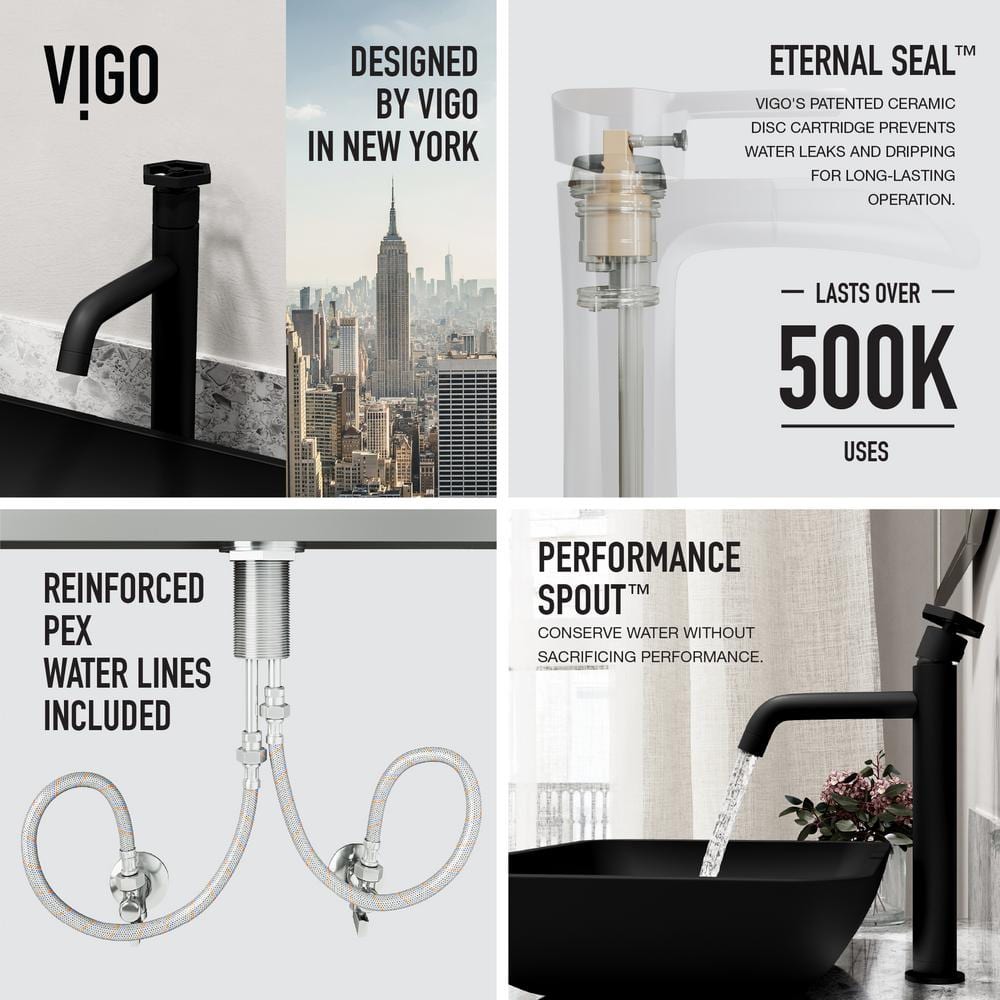 Matte Black Brass Single Handle Vessel Sink Faucet
