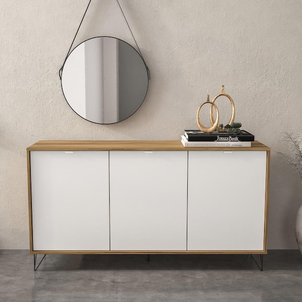 Polifurniture Montreal Walnut and White Wood 59 in. Sideboard