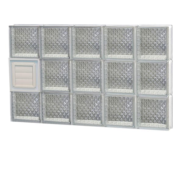 Clearly Secure 28.75 in. x 17.25 in. x 3.125 in. Frameless Diamond Pattern Glass Block Window with Dryer Vent