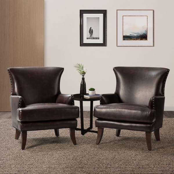 Bonita Transitional Vegan Leather Armchair With Removable Seat Cushion And  Nailhead Trims