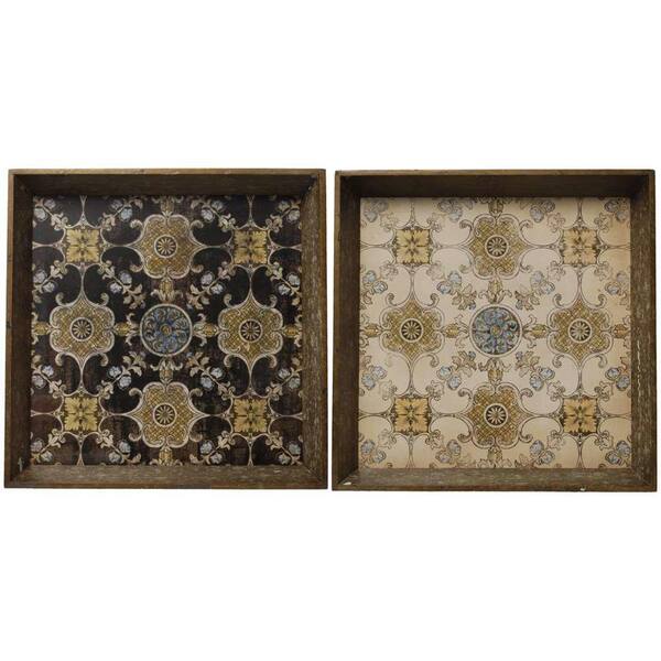 A & B Home 20 in. x 20 in. Decorative Tray in Rustic Brown (2-Pack)