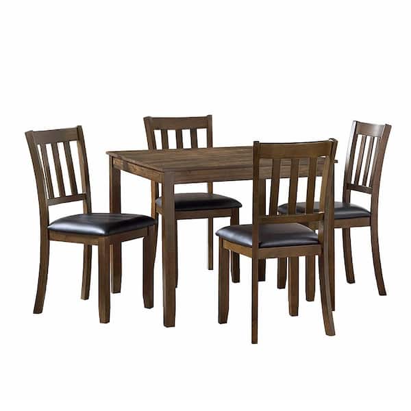 Lazzara Anderson 5-Piece Charcoal Brown Finish Wood Top Dining Room Set Seats 4